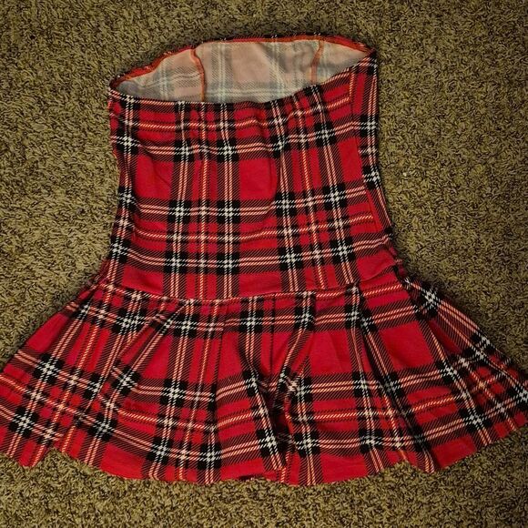 💲6️⃣ Bundle Little Red Plaid Pleat Dress Cosplay Dress-Up Sexy Bamdeau Mini - Picture 8 of 8